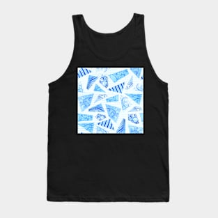 Hand-painted doodle watercolor polygon shapes on stripes Tank Top